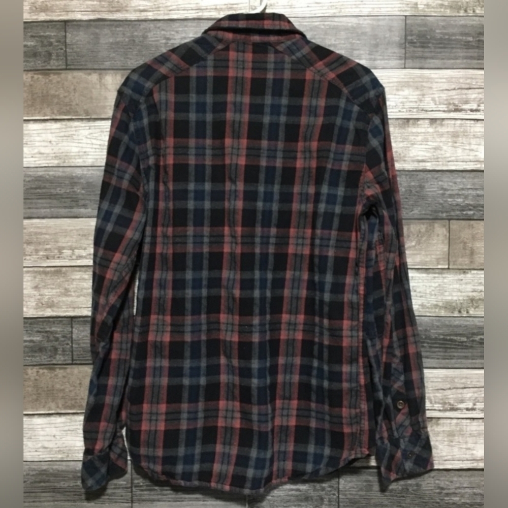 Buckle Exclusive Outpost Makers button-down men's LG maroon blue black gray - Picture 2 of 11